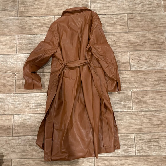 Zara Faux Leather Trench Coat - Picture 6 of 8